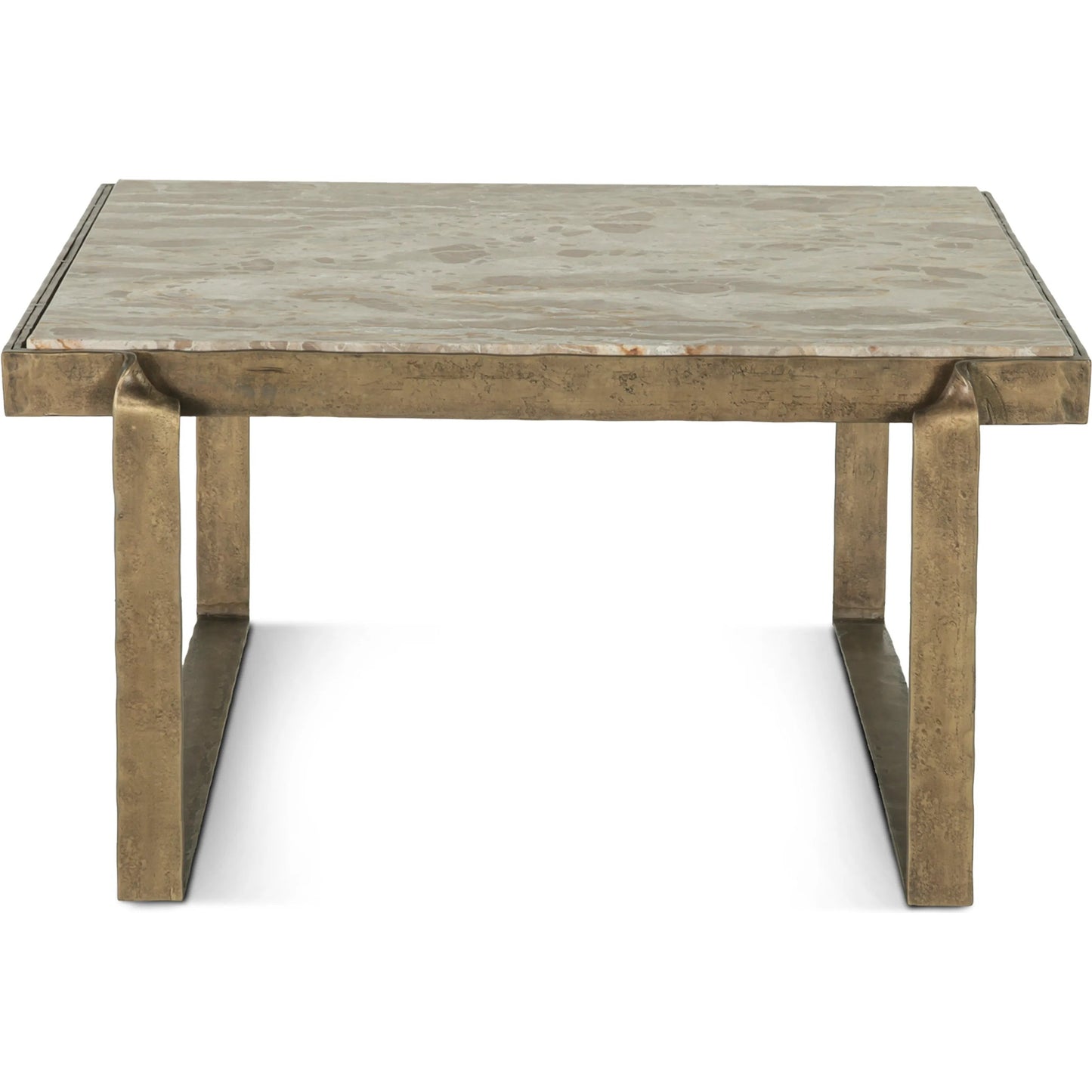 003 SI-2243040 | Additional Silo | Rhodes 32" Coffee Table by World Interiors in multi and antique brass. Made from brass marble in a modern style.