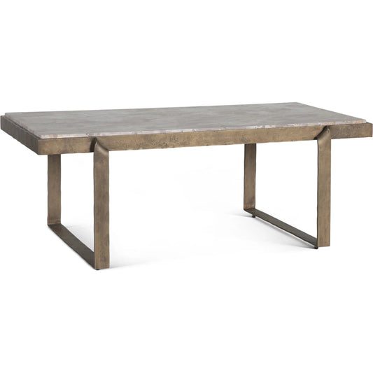 Rhodes Coffee Table by World Interiors in multi and antique brass. Made from brass, marble in a unique style.