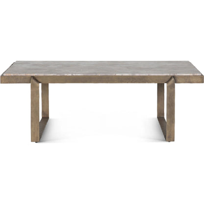 Rhodes Coffee Table by World Interiors in multi and antique brass. Made from brass, marble in a modern style.