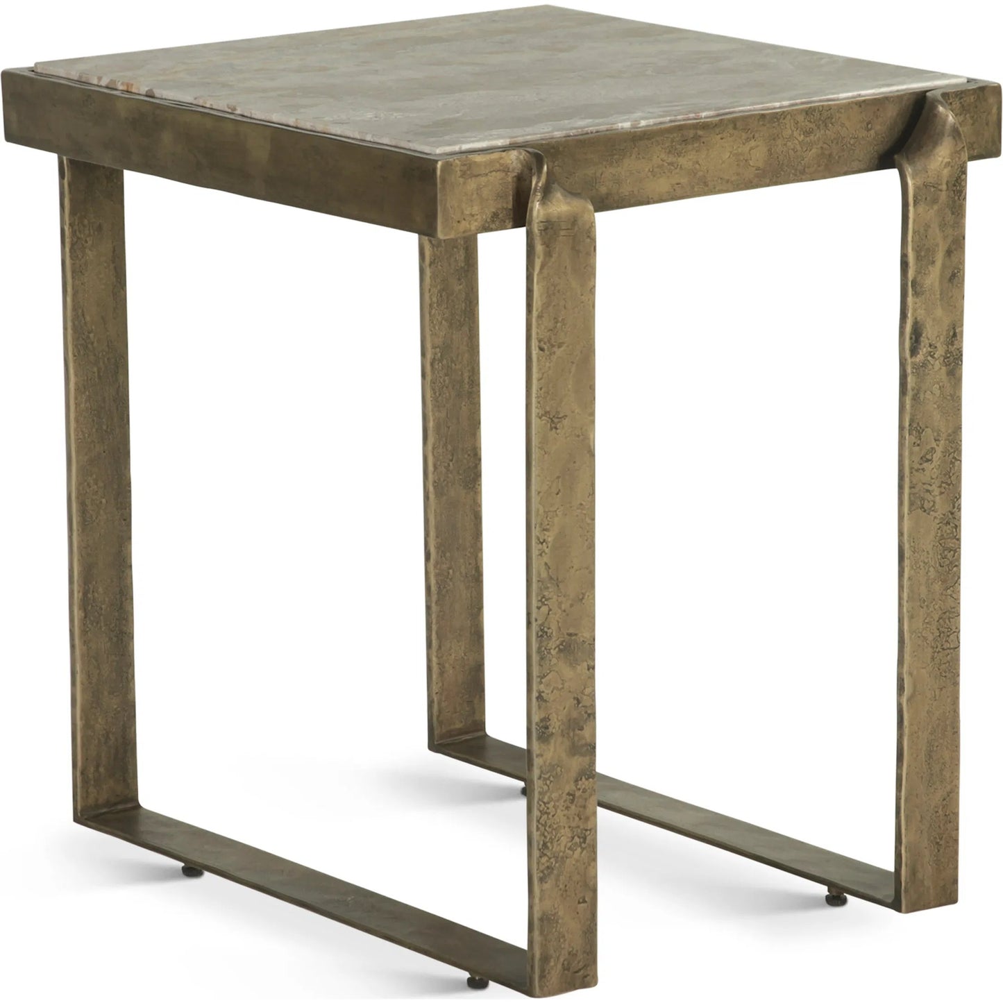 001 SI-2243041 | Primary Silo | Rhodes 20" Side Table by World Interiors in multi and antique brass. Made from brass marble in a modern style.