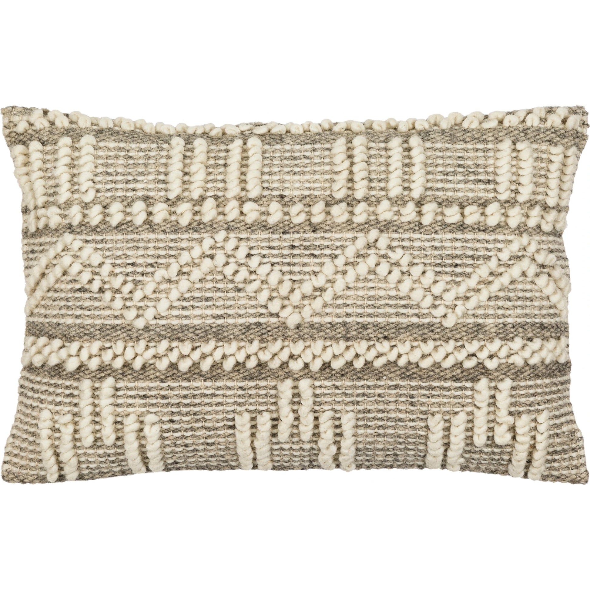 Faroe Pillow - 30053 by Livabliss in cream, khaki, black. Made from 70% wool, 30% cotton, 100% cotton in a eclectic & global style.