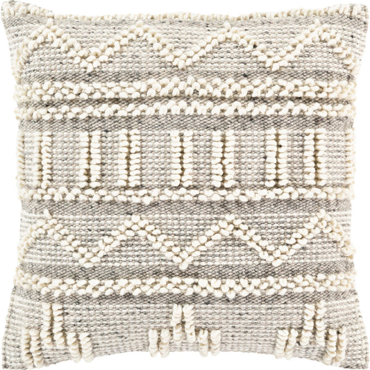 Faroe Pillow - 30053 by Livabliss in cream, khaki, black. Made from 70% wool, 30% cotton, 100% cotton in a eclectic & global style.