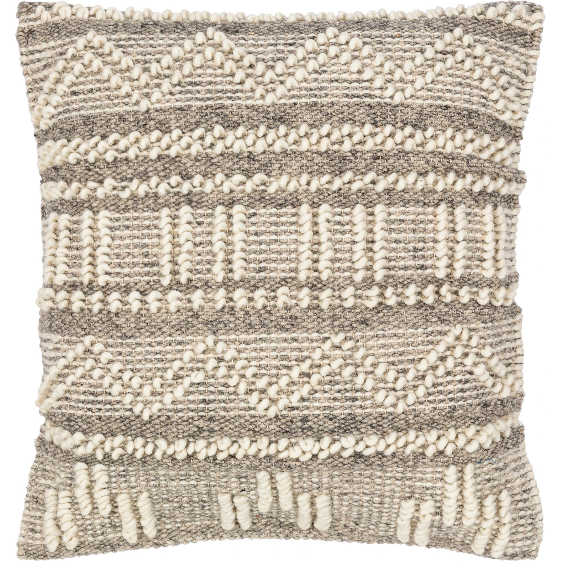 Faroe Pillow - 30053 by Livabliss in cream, khaki, black. Made from 70% wool, 30% cotton, 100% cotton in a eclectic & global style.