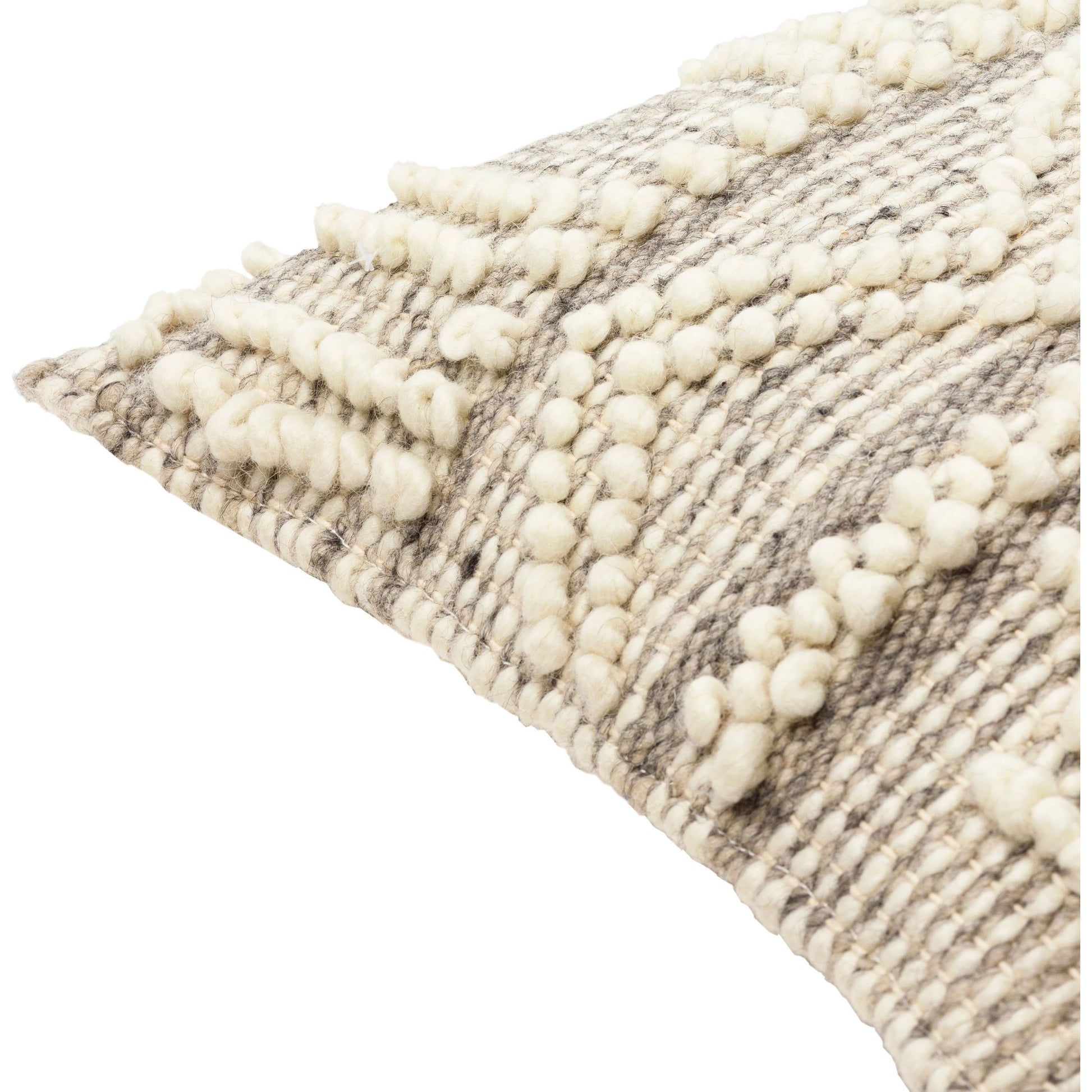 Faroe Pillow - 30053 by Livabliss in cream, khaki, black. Made from 70% wool, 30% cotton, 100% cotton in a eclectic & global style.