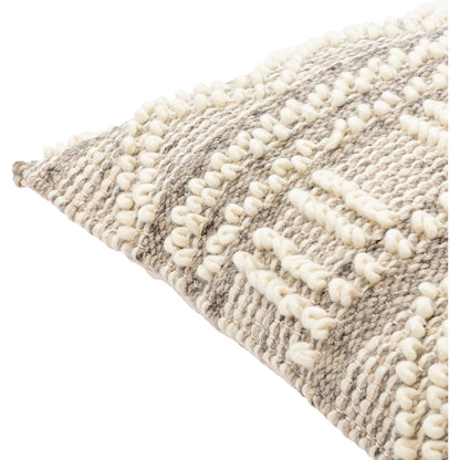 Faroe Pillow - 30053 by Livabliss in cream, khaki, black. Made from 70% wool, 30% cotton, 100% cotton in a eclectic & global style.