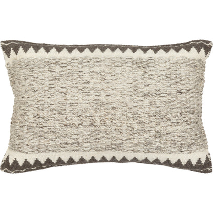 Faroe Pillow - 32356 by Livabliss in cream, ivory, dark brown, charcoal. Made from 70% wool, 30% cotton, 100% cotton in a eclectic & global style.