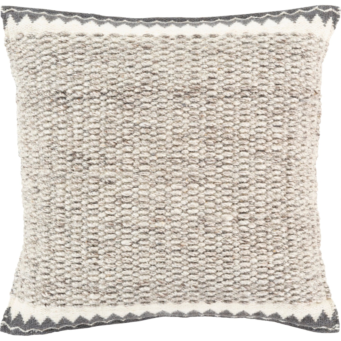 001 S-347986,S-347987,S-347988,S-347989 | Primary Silo | Faroe Pillow - 32356 by Livabliss in cream, ivory, dark brown, charcoal. Made from 70% wool, 30% cotton, 100% cotton in a eclectic & global style.