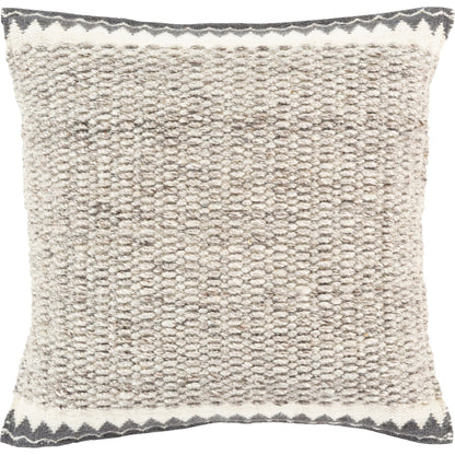 Faroe Pillow - 32356 by Livabliss in cream, ivory, dark brown, charcoal. Made from 70% wool, 30% cotton, 100% cotton in a eclectic & global style.