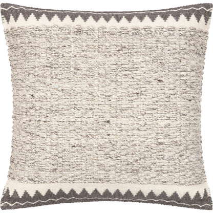 Faroe Pillow - 32356 by Livabliss in cream, ivory, dark brown, charcoal. Made from 70% wool, 30% cotton, 100% cotton in a eclectic & global style.