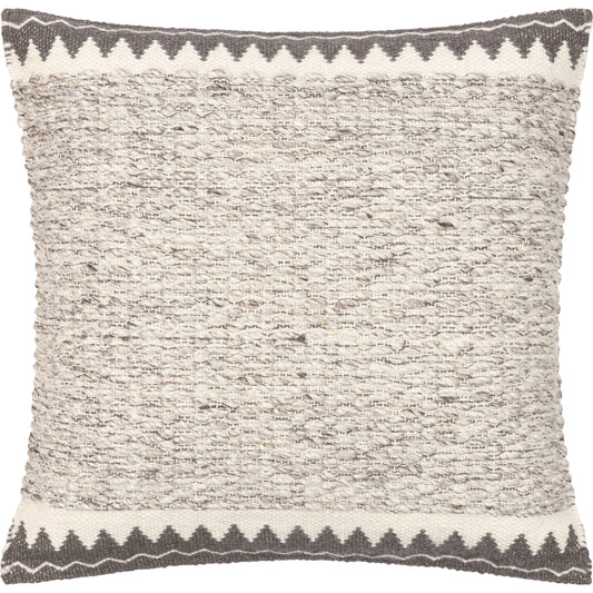 Faroe Pillow - 32356 by Livabliss in cream, ivory, dark brown, charcoal. Made from 70% wool, 30% cotton, 100% cotton in a eclectic & global style.