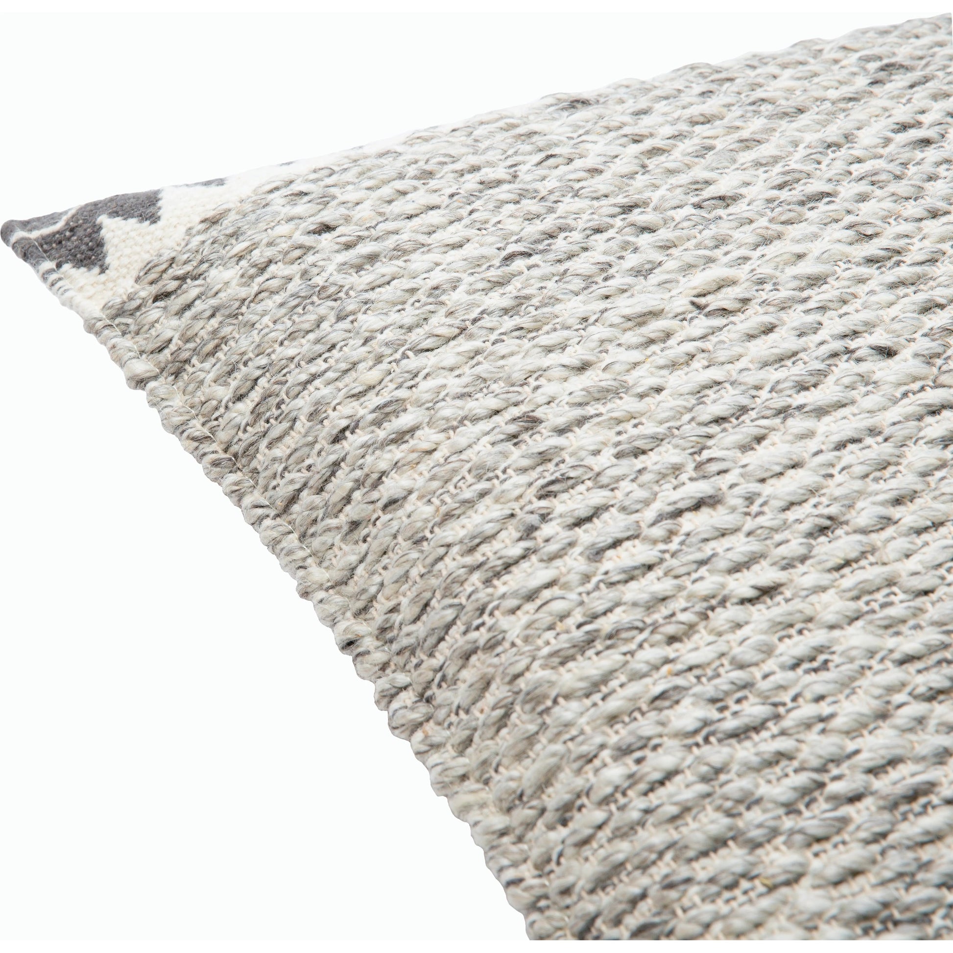 Faroe Pillow - 32356 by Livabliss in cream, ivory, dark brown, charcoal. Made from 70% wool, 30% cotton, 100% cotton in a eclectic & global style.