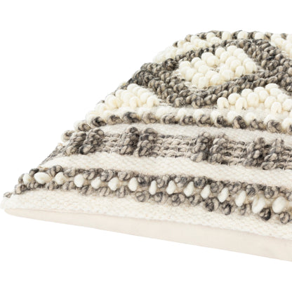 Faroe Pillow - 26588 by Livabliss in beige, cream, black. Made from 60% wool, 40% cotton, 100% cotton in a eclectic & global style.