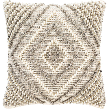 Faroe Pillow - 12311 by Surya in cream, khaki, charcoal. Made from 70% wool, 30% cotton, 100% cotton in a rustic style.