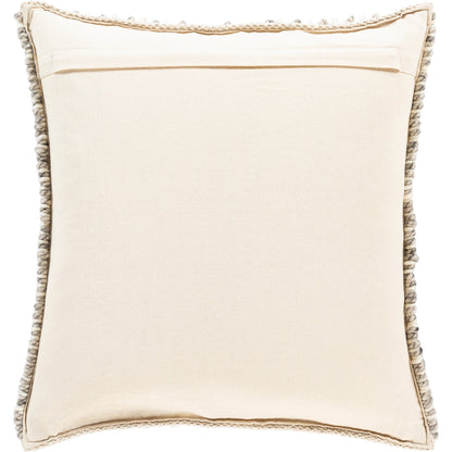 Faroe Pillow - 12311 by Surya in cream, khaki, charcoal. Made from 70% wool, 30% cotton, 100% cotton in a rustic style.