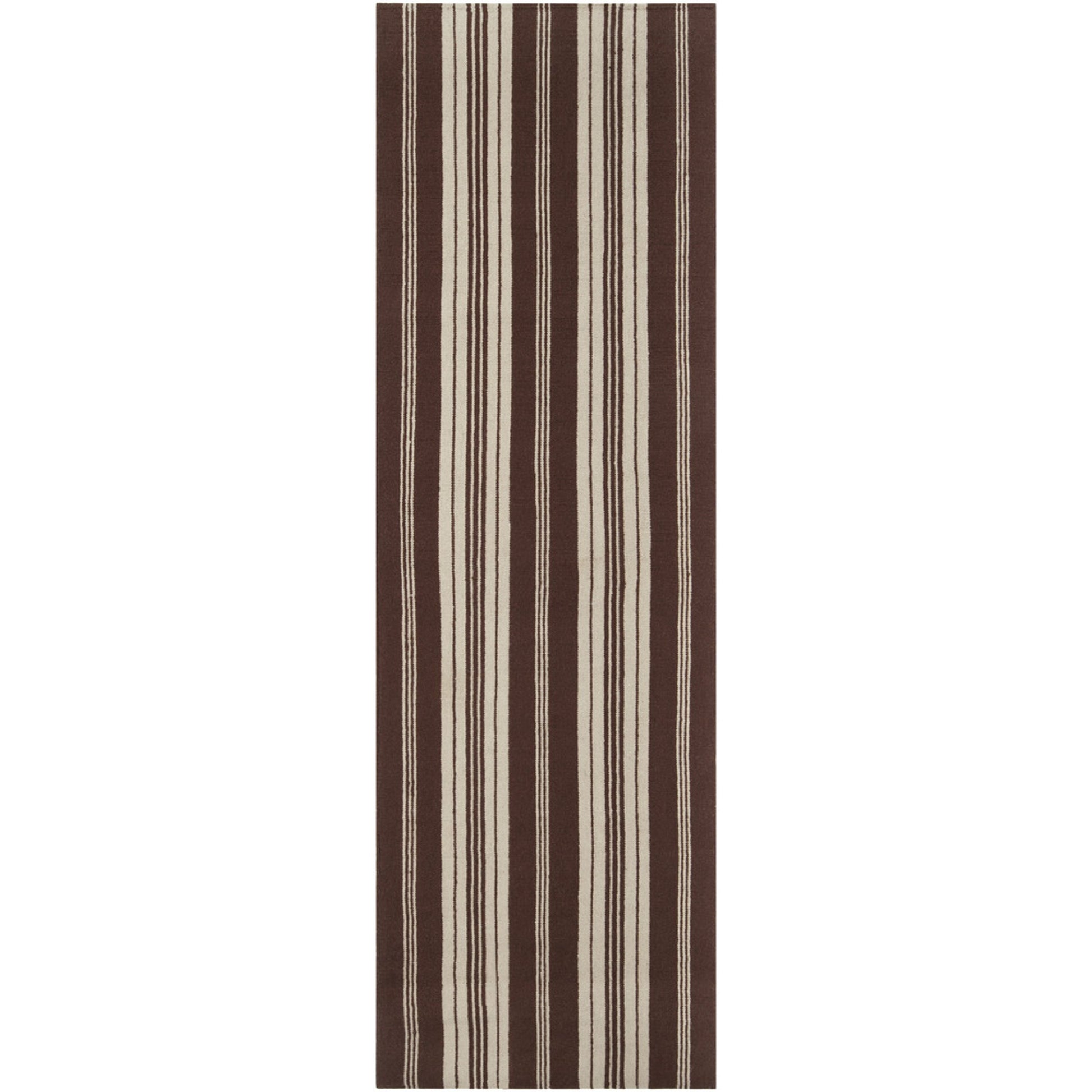 Farmhouse Stripes FAR-7000 Rug by Surya in beige, dark brown. Made from 100% wool in a unique style.