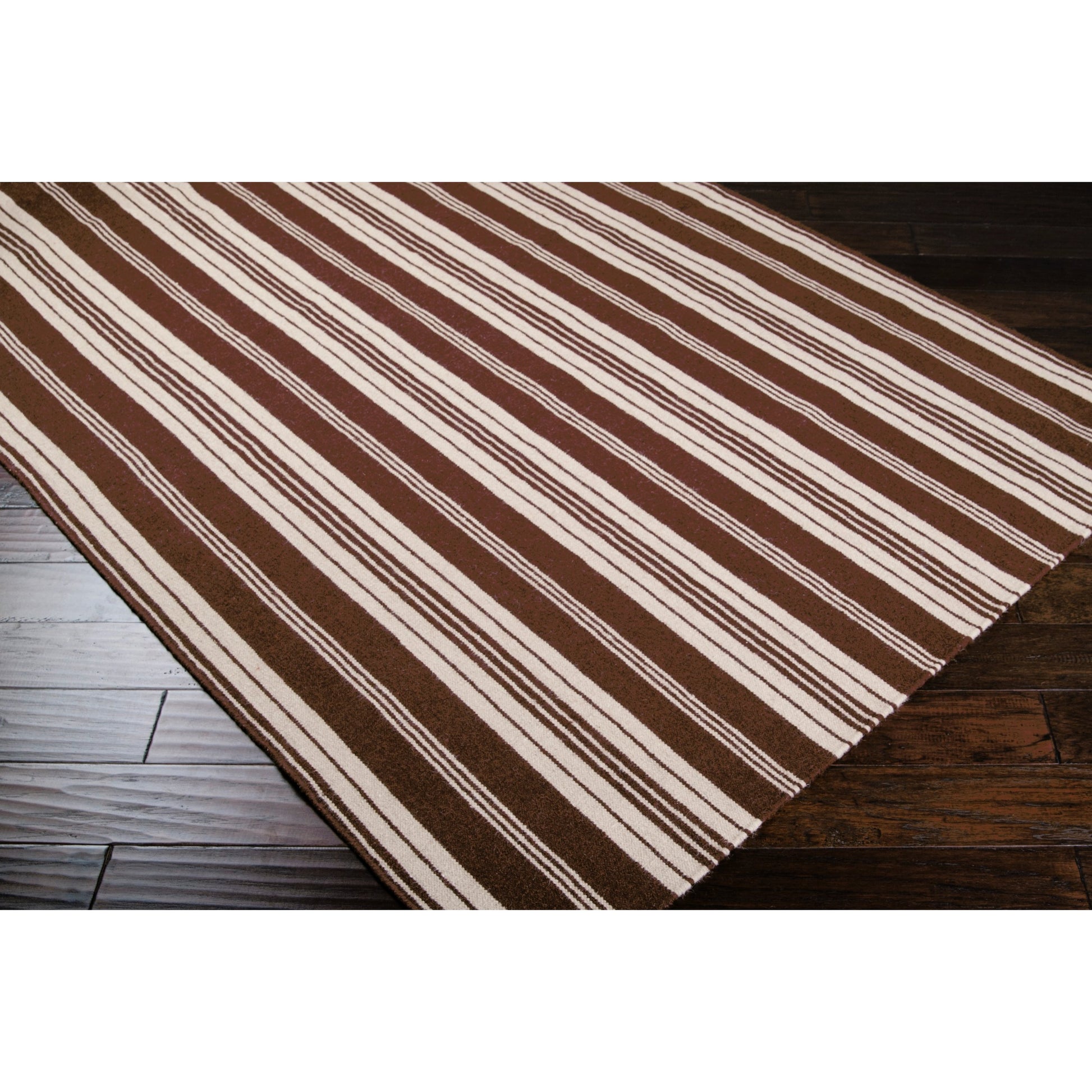 Farmhouse Stripes FAR-7000 Rug by Surya in beige, dark brown. Made from 100% wool in a unique style.
