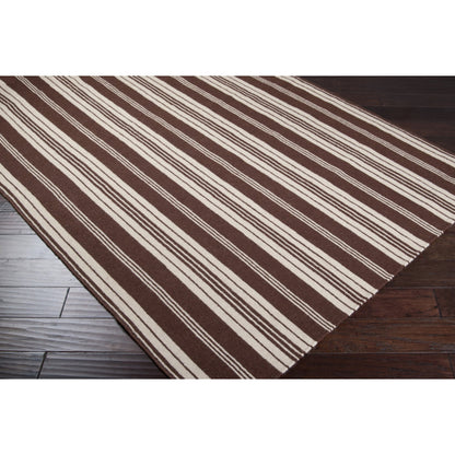Farmhouse Stripes FAR-7000 Rug by Surya in beige, dark brown. Made from 100% wool in a unique style.
