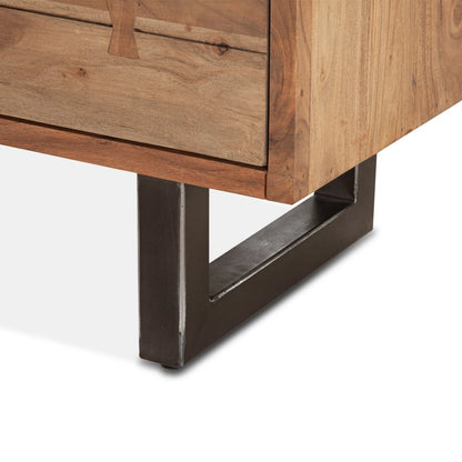 Glenwood Dresser by World Interiors in tan and smoked acacia. Made from acacia wood reclaimed iron in a transitional style.