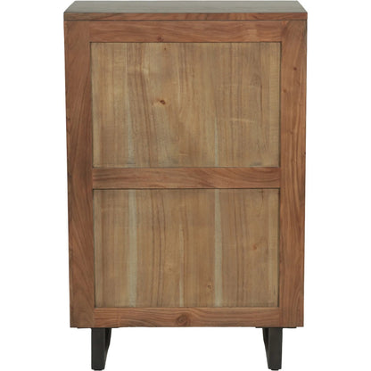 Glenwood 34" Tall Chest by World Interiors in brown and smoked acacia. Made from acacia wood, iron in a transitional style.