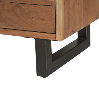 Glenwood 34" Tall Chest by World Interiors in brown and smoked acacia. Made from acacia wood, iron in a transitional style.