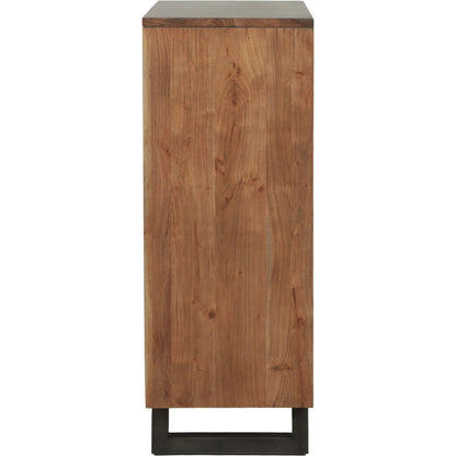 Glenwood 34" Tall Chest by World Interiors in brown and smoked acacia. Made from acacia wood, iron in a transitional style.