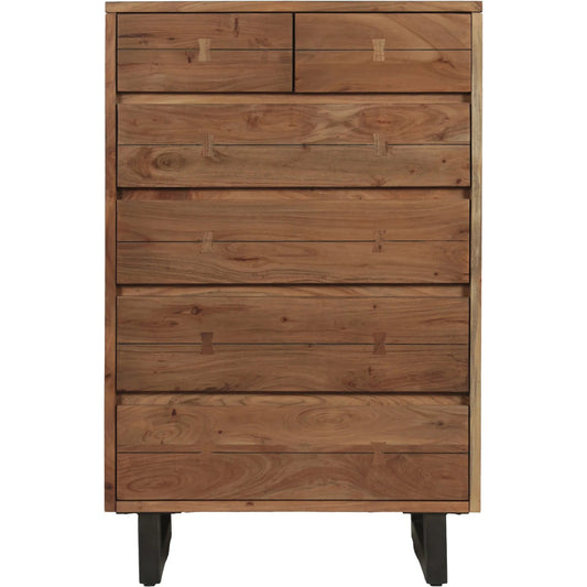 Glenwood 34" Tall Chest by World Interiors in brown and smoked acacia. Made from acacia wood, iron in a unique style.