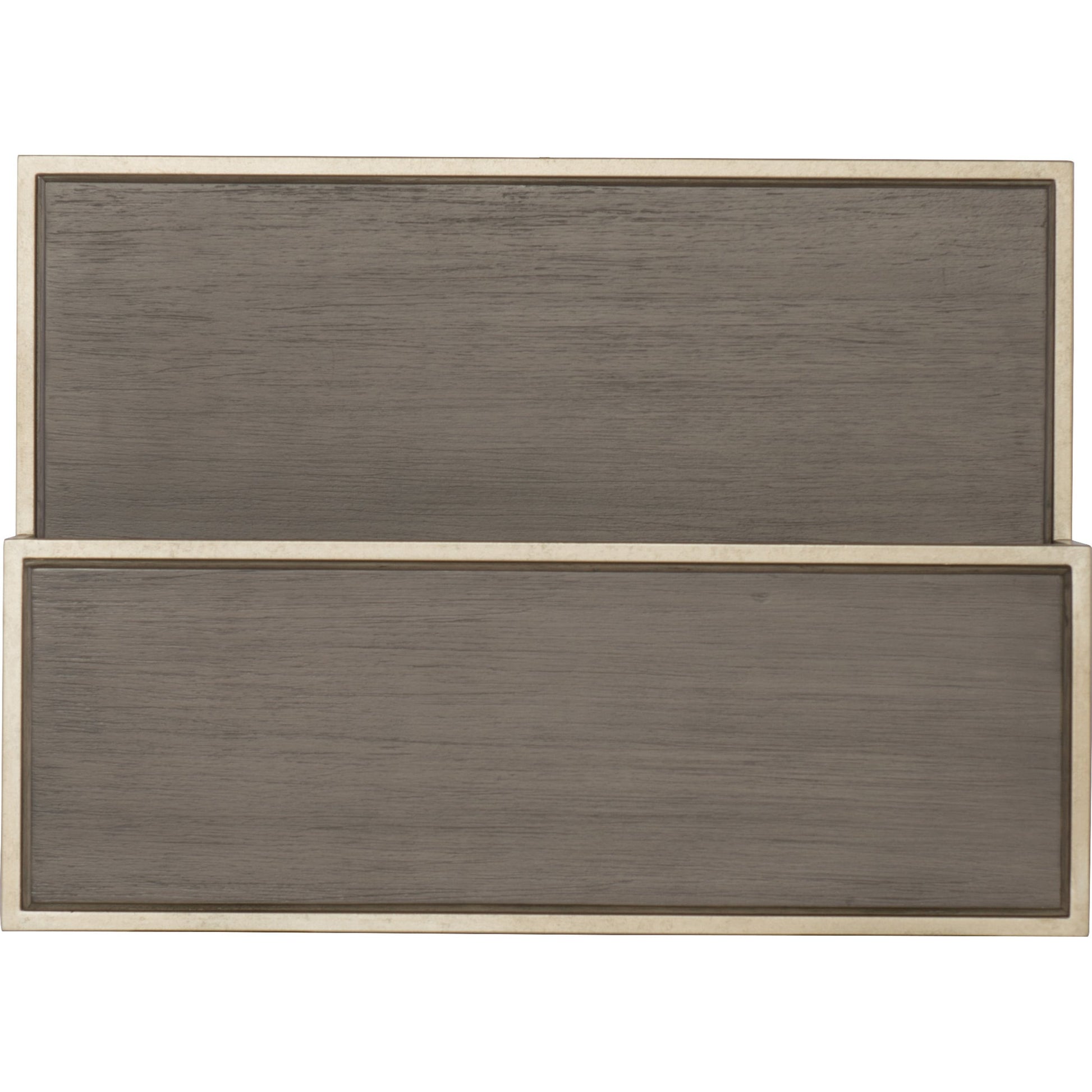 Elixir Nightstand by Hooker Furniture in champagne silver. Made from chinese walnut veneers, metal in a modern style.