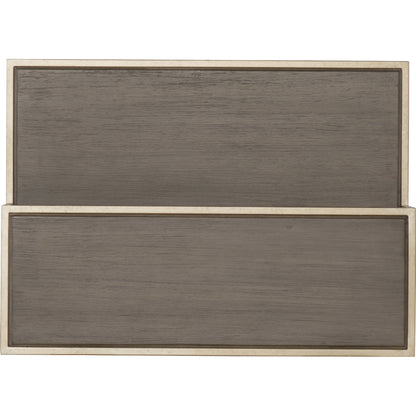 Elixir Nightstand by Hooker Furniture in champagne silver. Made from chinese walnut veneers, metal in a modern style.