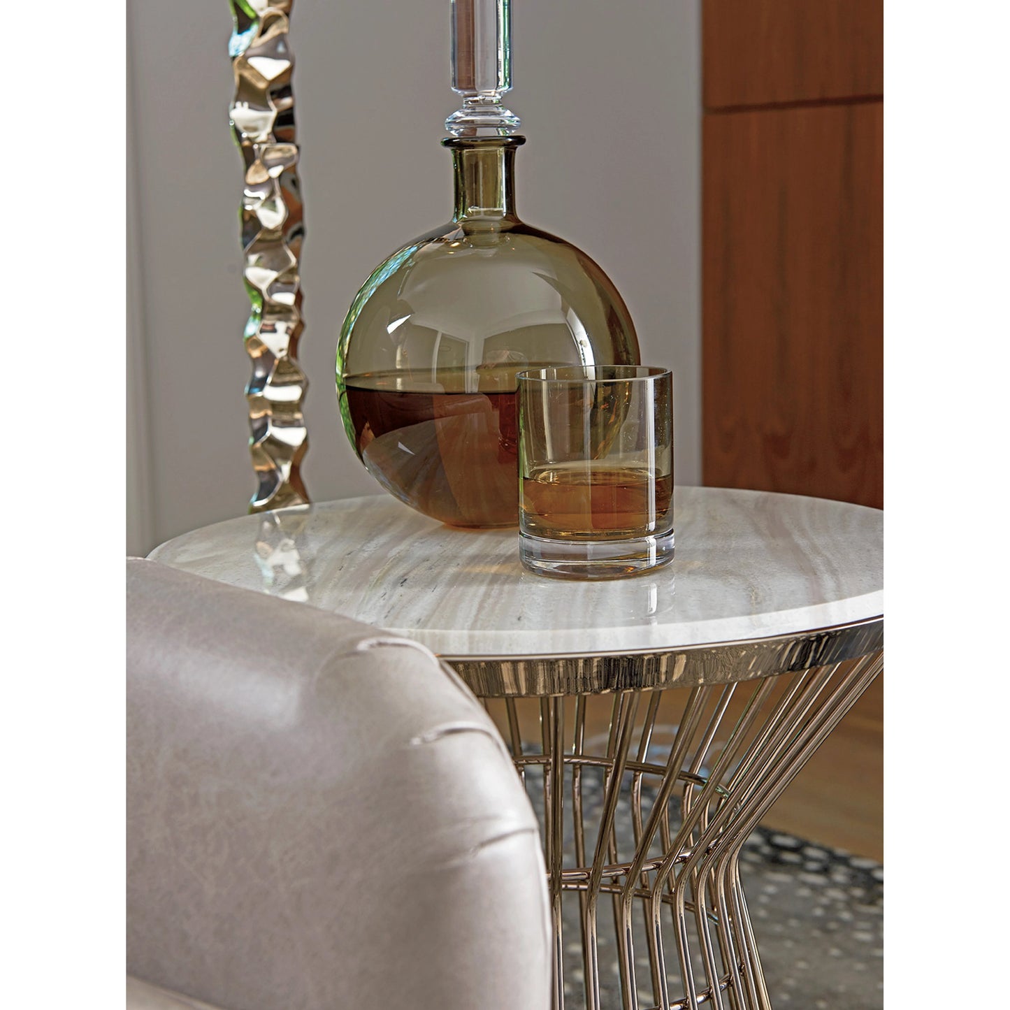 012 SR-835521 | Closeup | Martini Stainless Accent Table by Lexington in polished silver. Made from unique in a modern style.