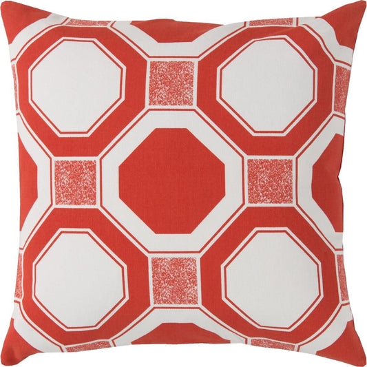 Octagonal Pillow - 13223 by Livabliss in poppy, ivory. Made from 100% cotton in a modern style.
