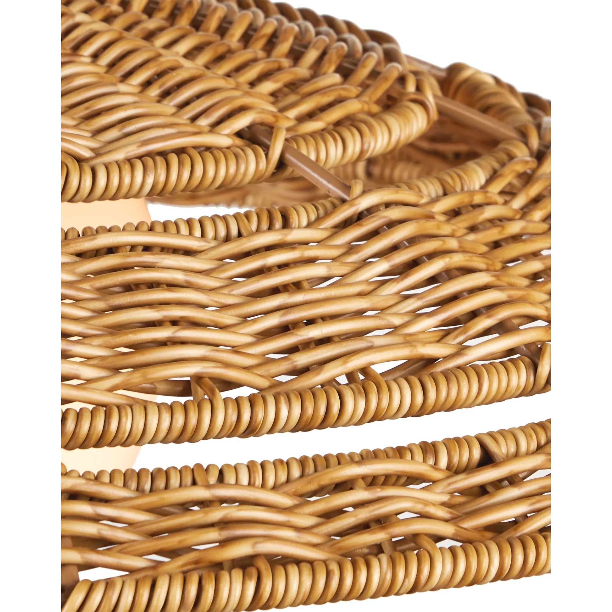 Barbary Outdoor Pendant by Currey and Company in natural, black, frosted white. Made from all-weather wicker, metal, glass in a rustic style.