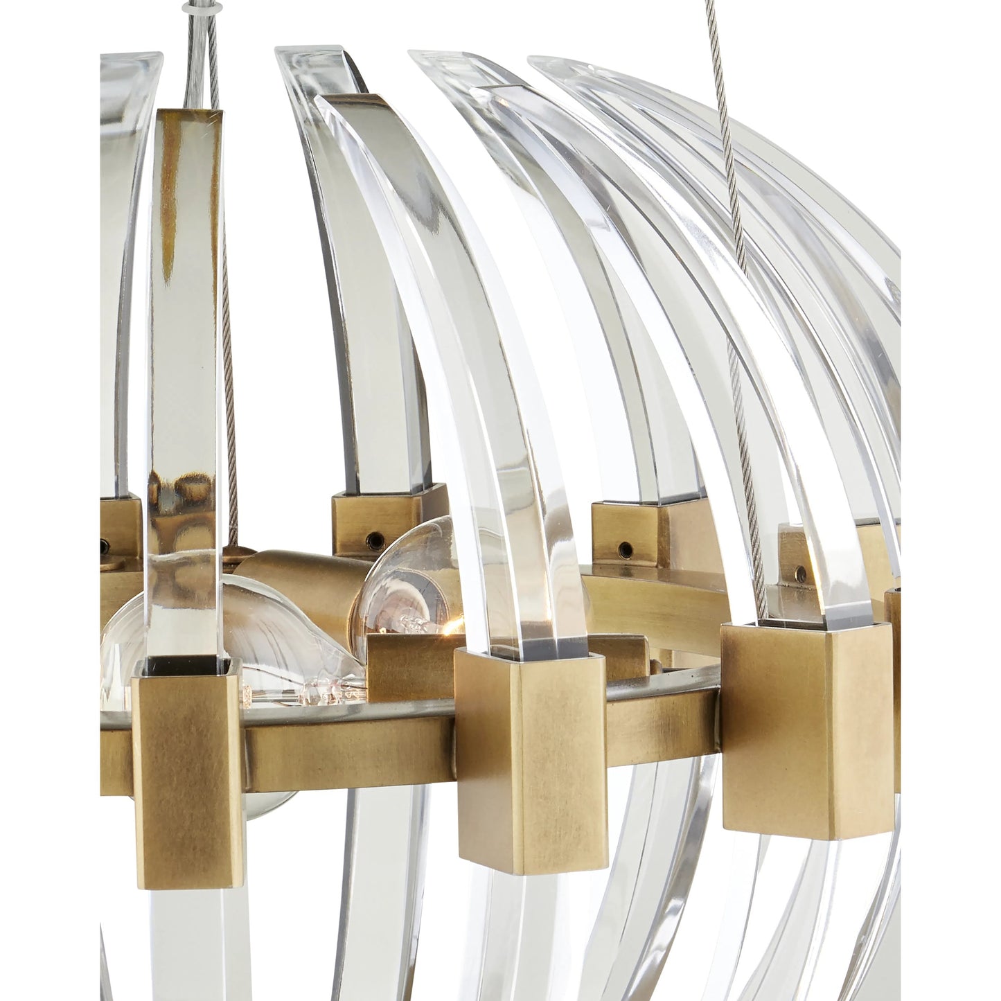 002 SI-2191693 | Additional Silo | Coquette Small Brass Chandelier by Currey and Company in clear, antique brass. Made from optic crystal, metal in a modern style.