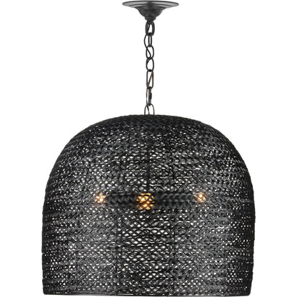 Piero Pendant by Currey and Company in satin black. Made from metal in a cottage & farmhouse style.