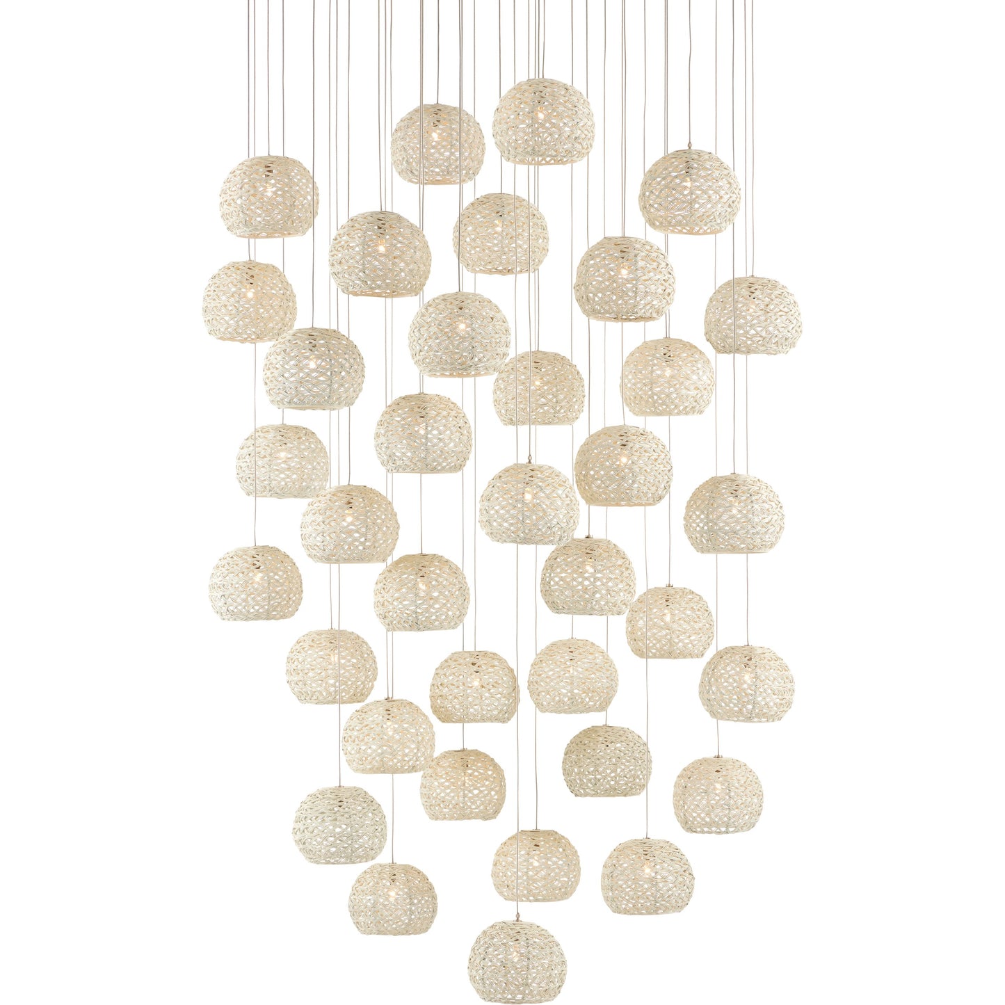 001 SI-1894478 | Primary Silo | Piero 36-LIGHT Multi-Drop Pendant by Currey and Company in white, painted silver. Made from metal in a coastal style.