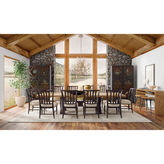 Big Sky Arm Chair (Set of 2) by Hooker Furniture in beige. Made from wood, fabric, nailheads in a transitional style.