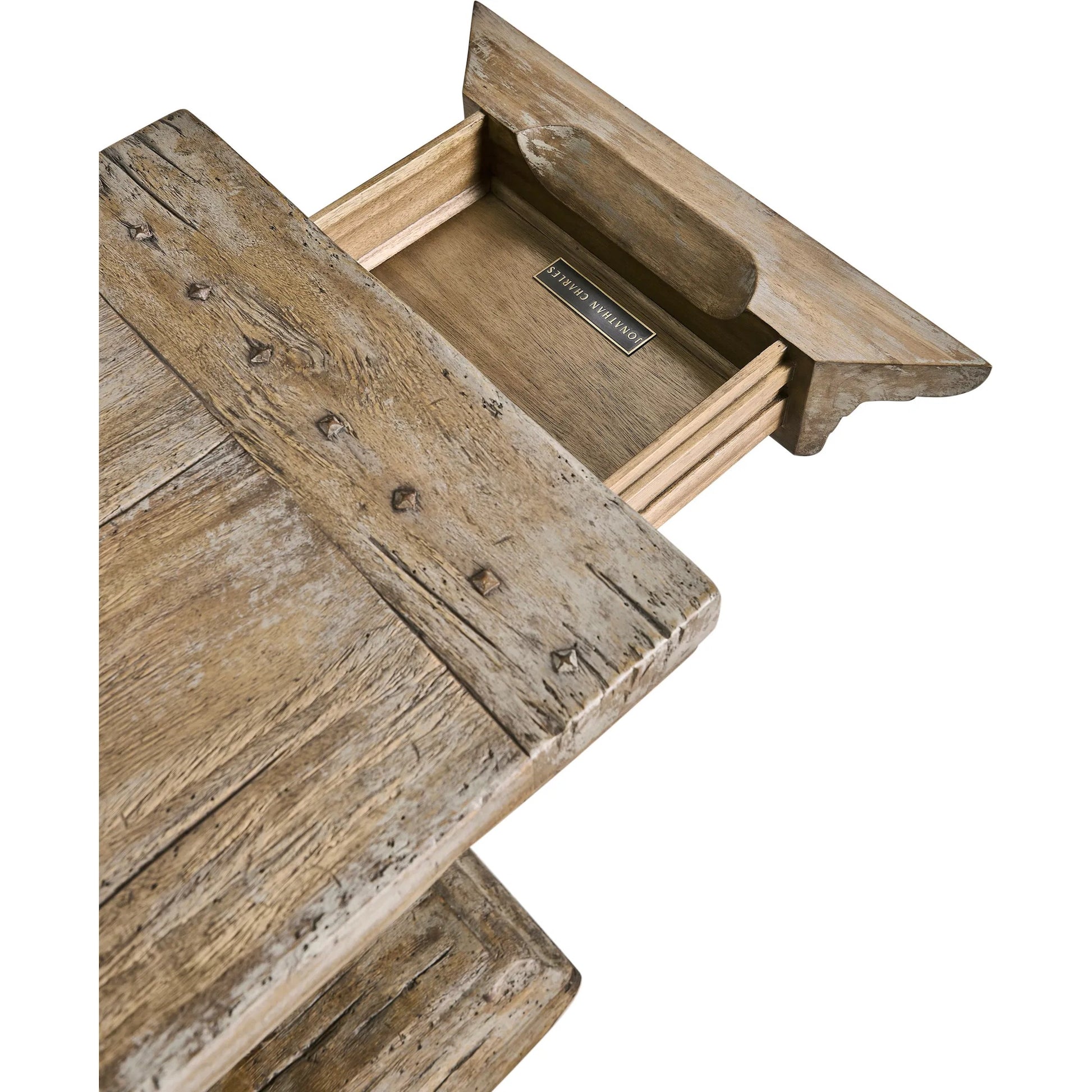 Caldera Pedestal-Base Side Table by Jonathan Charles in light spain painted walnut. Made from main acacia in a unique style.