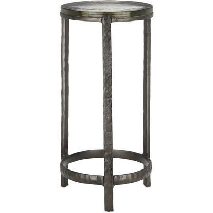 Acea Drinks Table by Currey and Company. Made from cast aluminum, cast glass in a modern style.