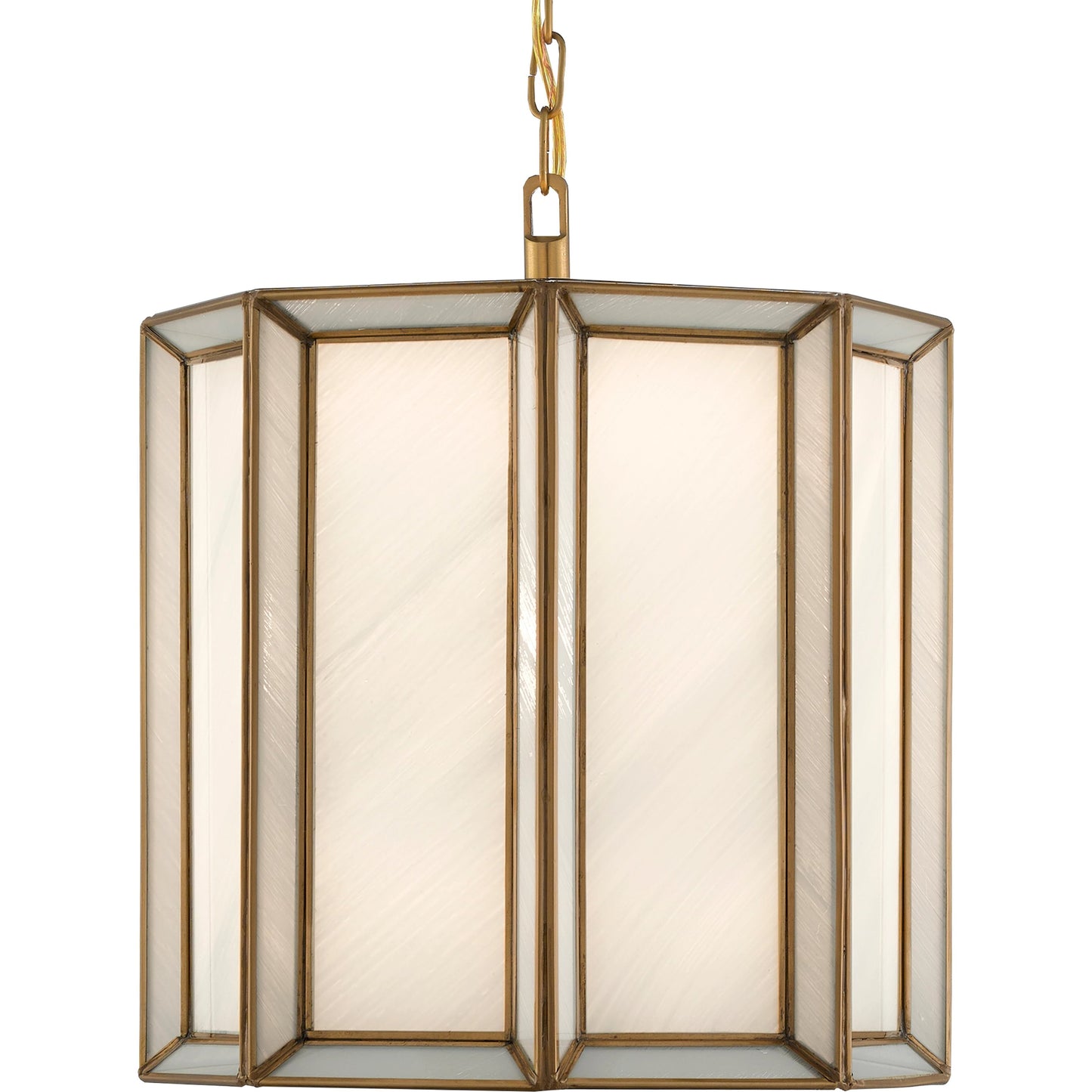 005 SR-767786 | Closeup | Daze Pendant by Currey and Company in antique brass, white. Made from brass, iron, milk glass in a modern style.