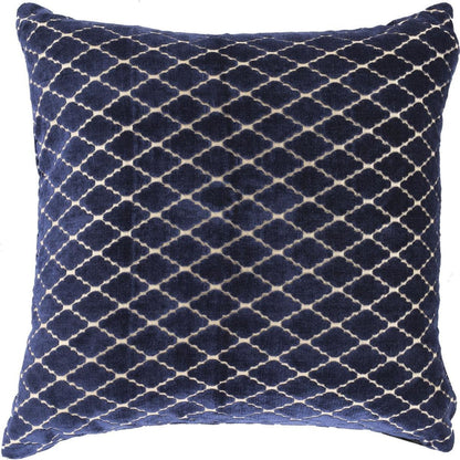 Velvet Antique Lattice Pillow - 13388 by Surya in cream, aqua. Made from 90% viscose, 10% cotton in a modern style.