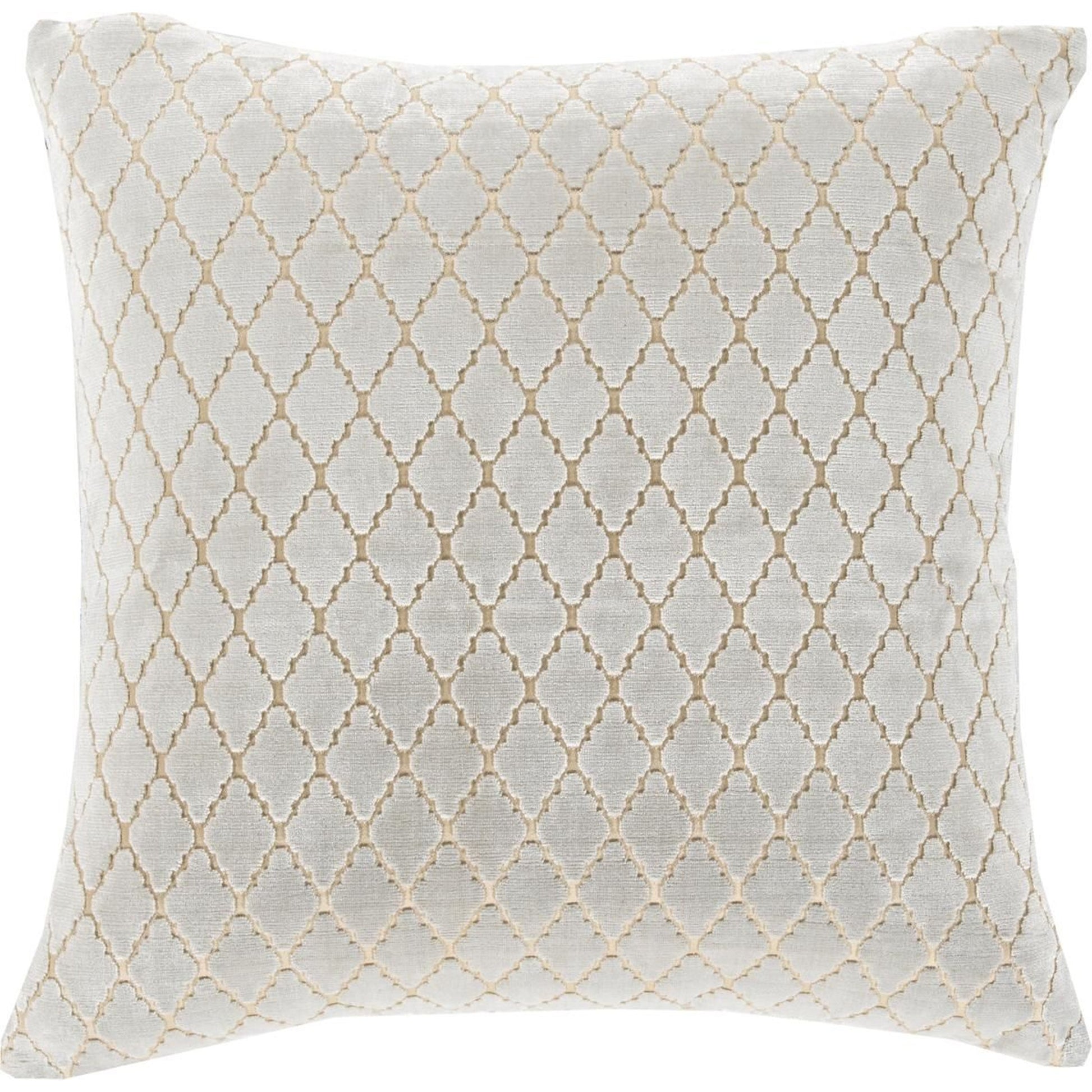 Velvet Antique Lattice Pillow - 13388 by Surya in cream, aqua. Made from 90% viscose, 10% cotton in a modern style.