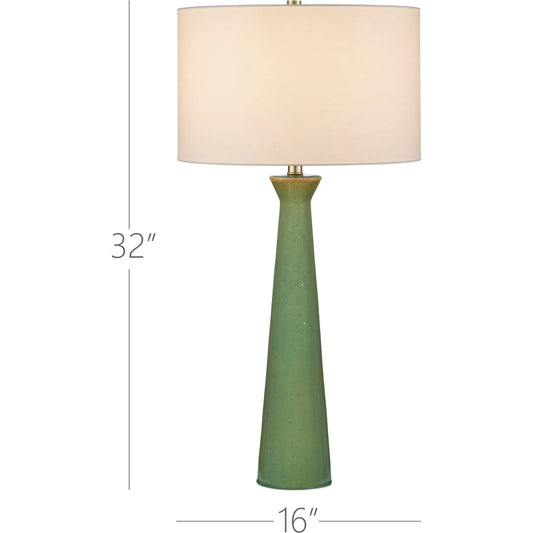 Grassington Table Lamp by Currey and Company in green. Made from ceramic in a unique style.
