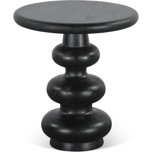 Bakio 18" Side Table by World Interiors in black. Made from mango wood in a unique style.