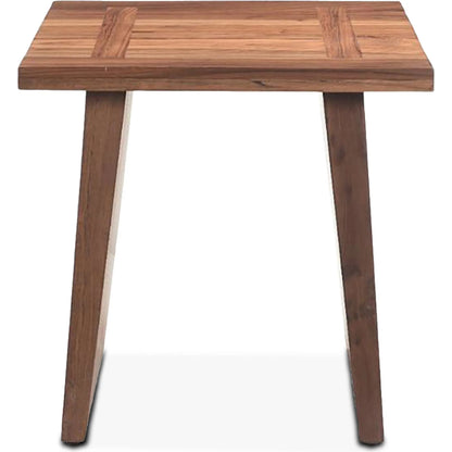 Madrid Modern Natural Teak Wood Side Table by World Interiors in brown and natural. Made from reclaimed hardwood in a unique style.