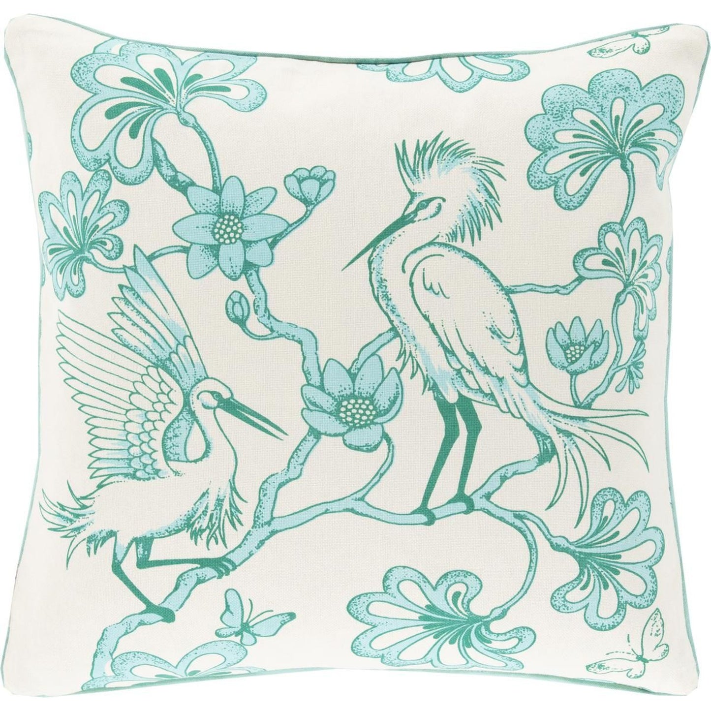 000 O-SURYA-FBE001-2020D,O-SURYA-FBE001-2020P | Primary Silo | Egrets Pillow - 13390 by Surya. Made from 100% cotton in a traditional style.