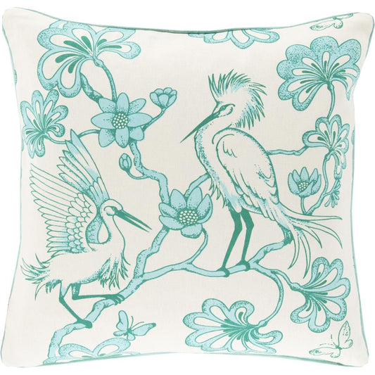 Egrets Pillow - 13390 by Surya. Made from 100% cotton in a traditional style.