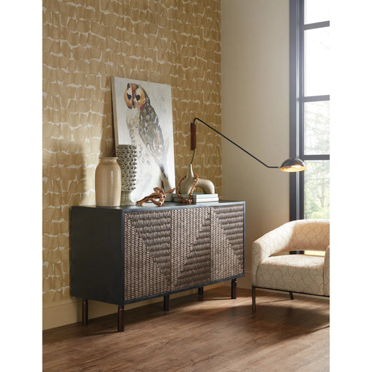 Commerce and Market Jachar Entertainment Credenza by Hooker Furniture in blacks and black iron. Made from unique in a unique style.