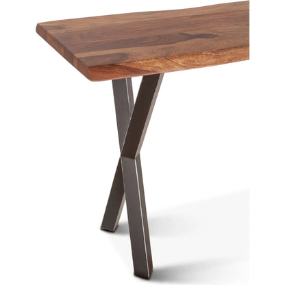 Elliston 58" Console Table by World Interiors in brown, black and natural sheesham. Made from reclaimed iron sheesham wood in a transitional style.