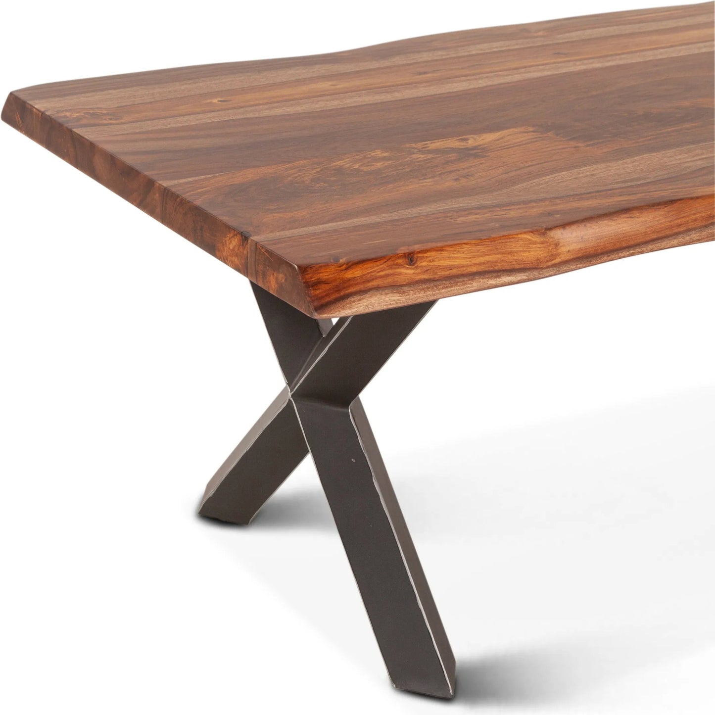 005 SI-2242833 | Closeup | Elliston 46" Coffee Table by World Interiors in brown, black and natural sheesham. Made from reclaimed iron sheesham wood in a transitional style.