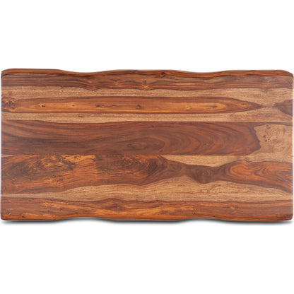 Elliston 46" Coffee Table by World Interiors in brown, black and natural sheesham. Made from reclaimed iron sheesham wood in a transitional style.