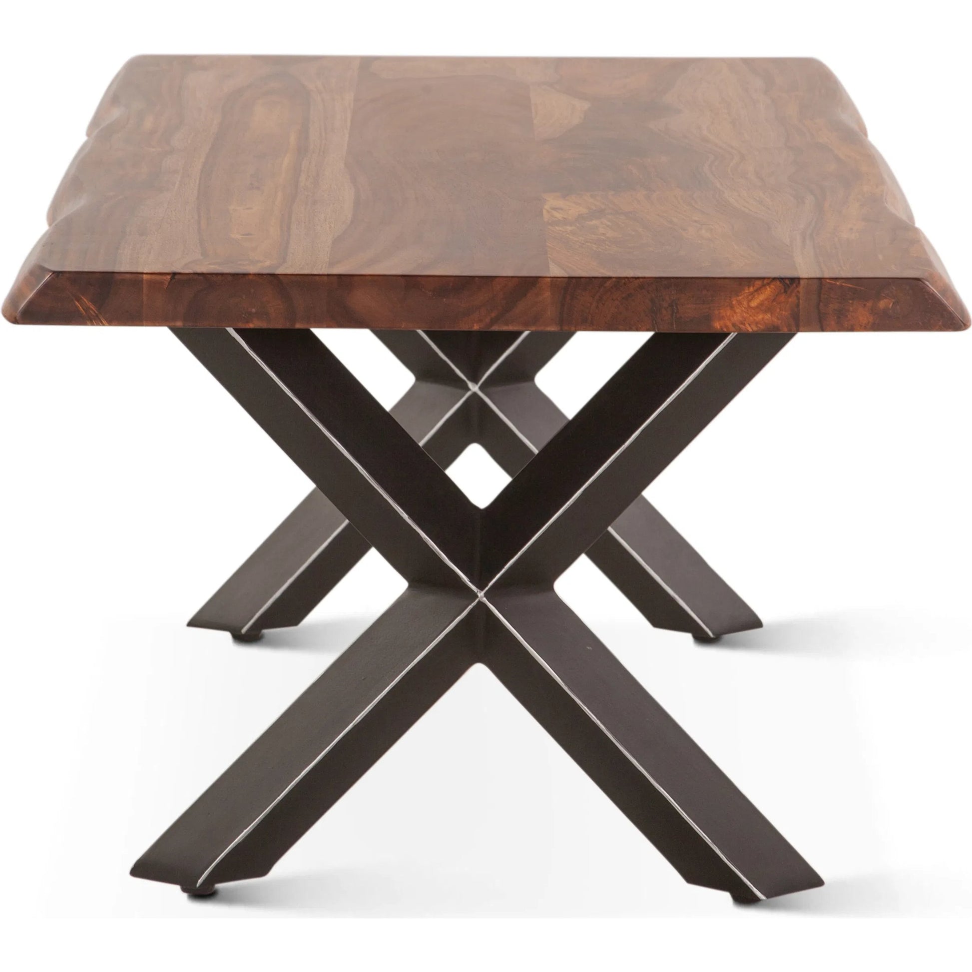 Elliston 46" Coffee Table by World Interiors in brown, black and natural sheesham. Made from reclaimed iron sheesham wood in a transitional style.